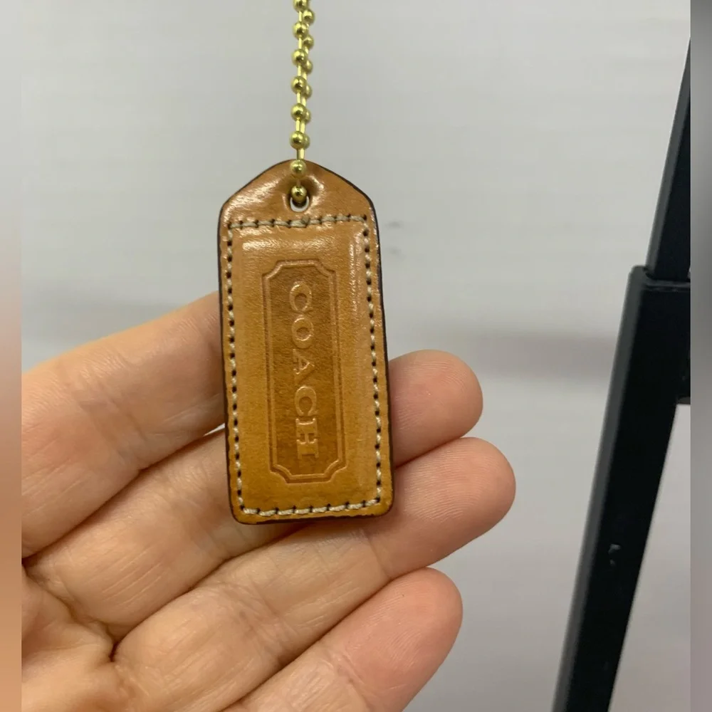 Coach Hangtag, Tan w/ gold ball chain; 2” (can be used with any color chain)